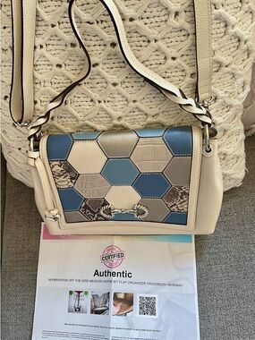 Brighton Off The Grid Meadow Horsebit Flap Patchwork Leather Shoulder Bag